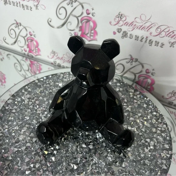 Geometric bear geometrical shiny Black Faceted Bear Figurine - Picture 5 of 5